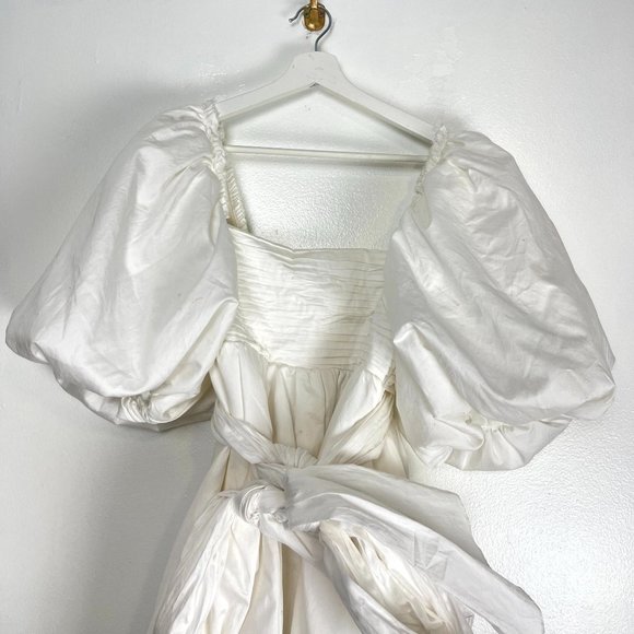 AJE Casabianca Puff Sleeve Cotton Minidress in Ivory 6 US / 10 AU - Picture 6 of 16